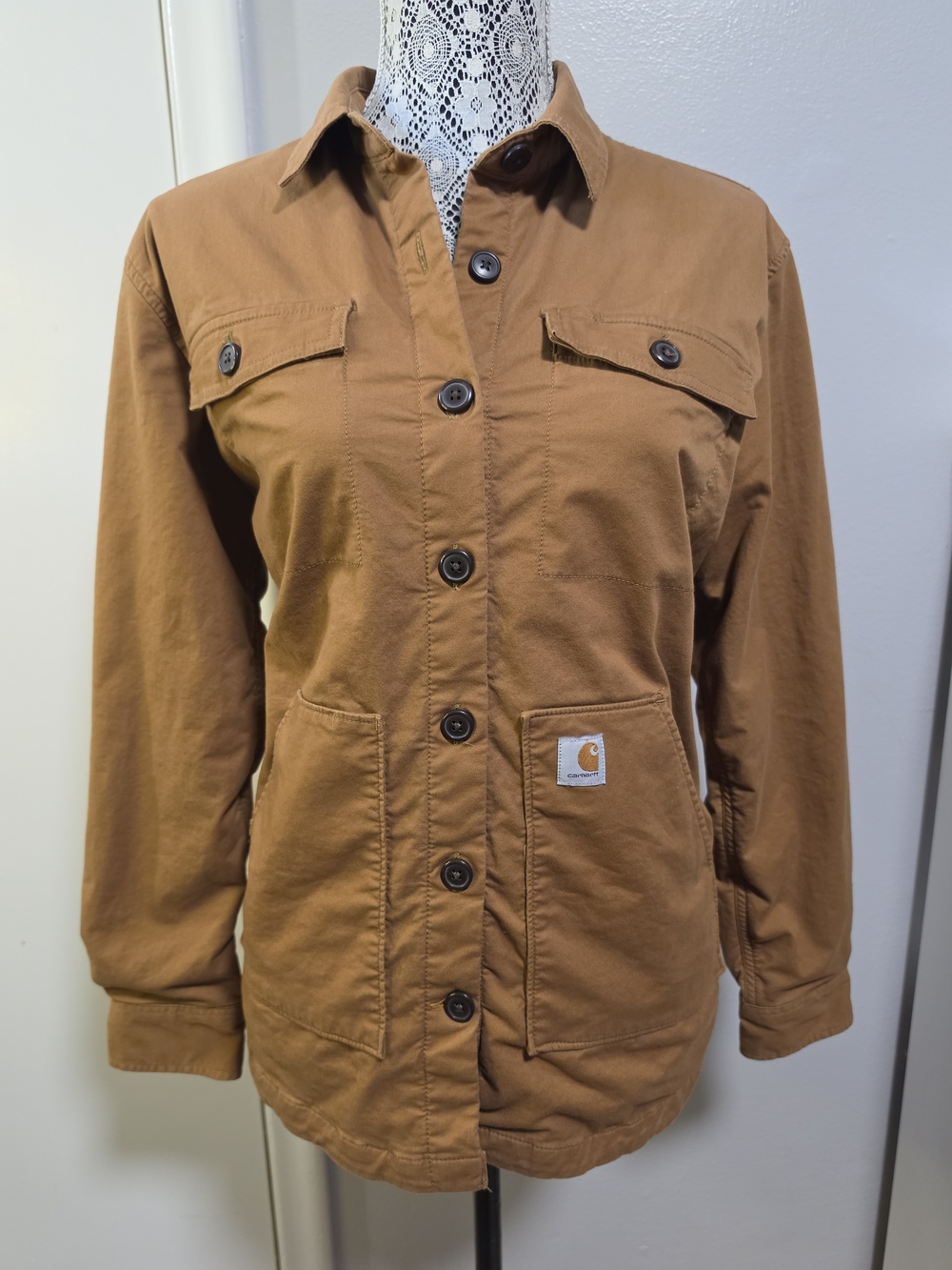 Carhartt Women’s 105049 Rugged Flex Lined Shirt Jacket Brown M